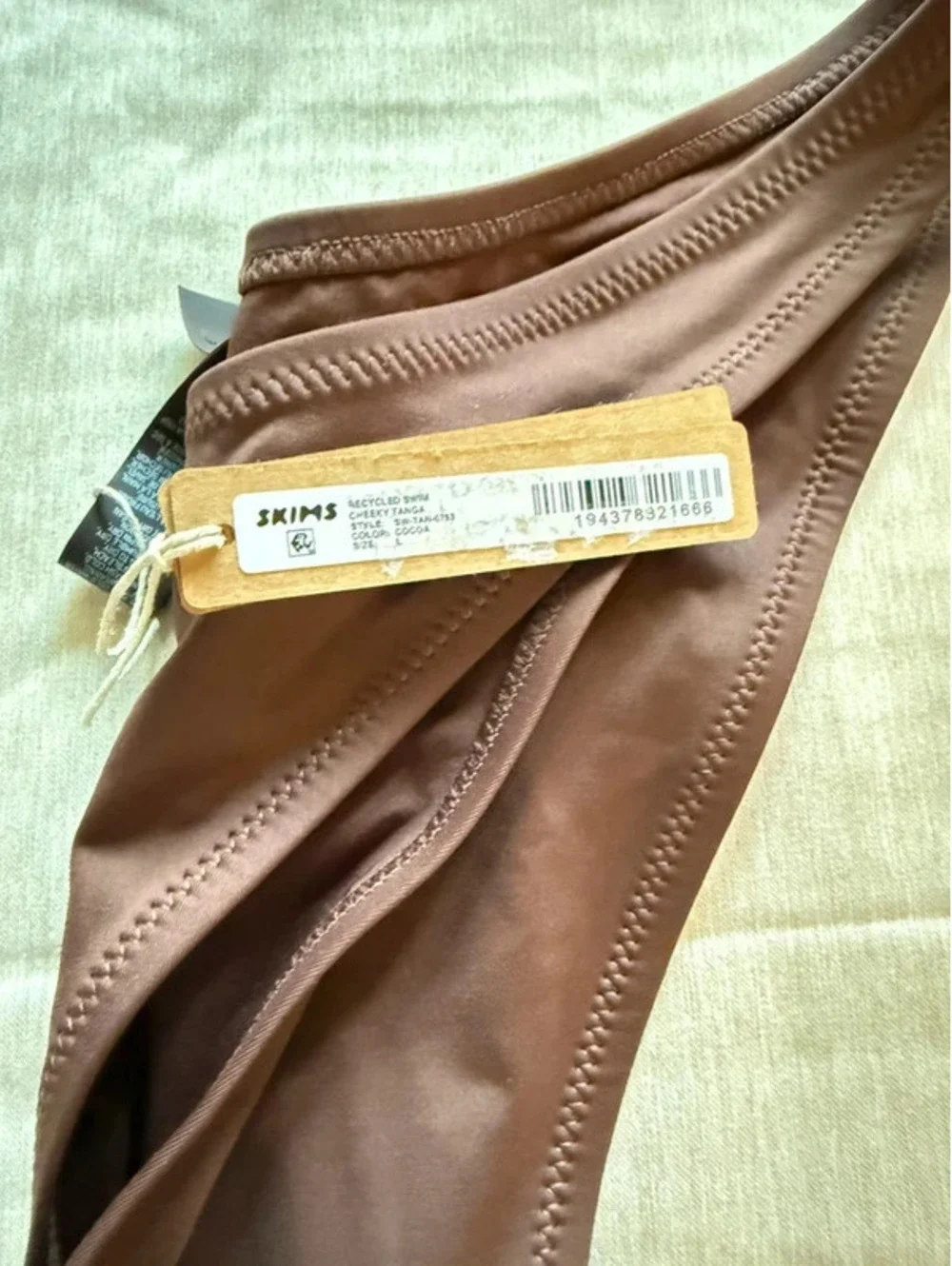 Skims Swim NWT Cheeky Tanga Bikini Bottom Cocoa Size L